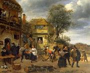 Jan Steen Peasants before an Inn oil painting on canvas